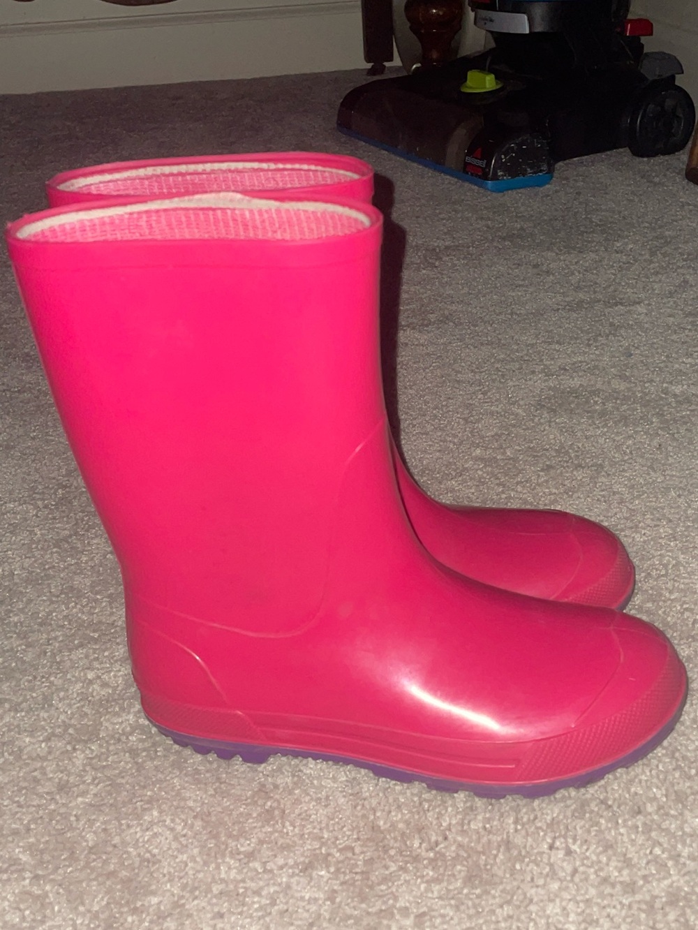 Kids Waterproof Rain Boots in Bright Pink
